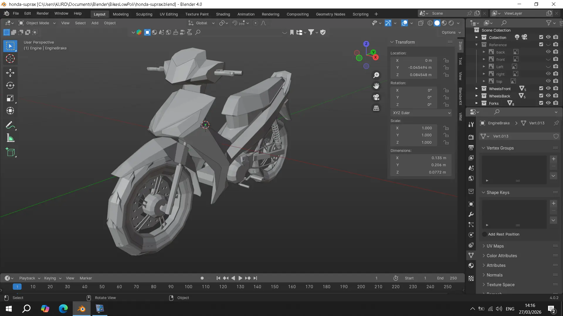 Honda Supra Motorcycle Blender 3D model by Kuro Adi