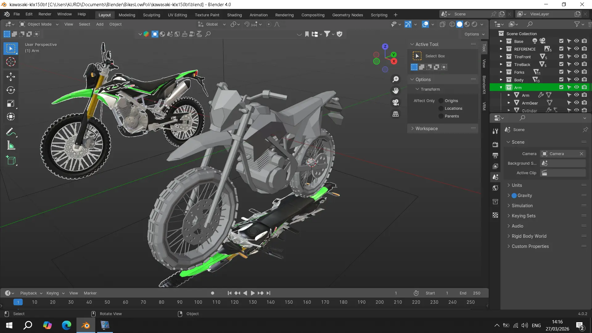 Kawasaki Klx Motorcycle Blender 3D model by Kuro Adi